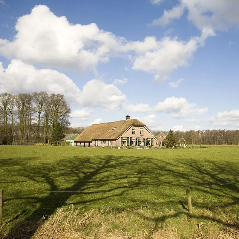 farm house on sunny day