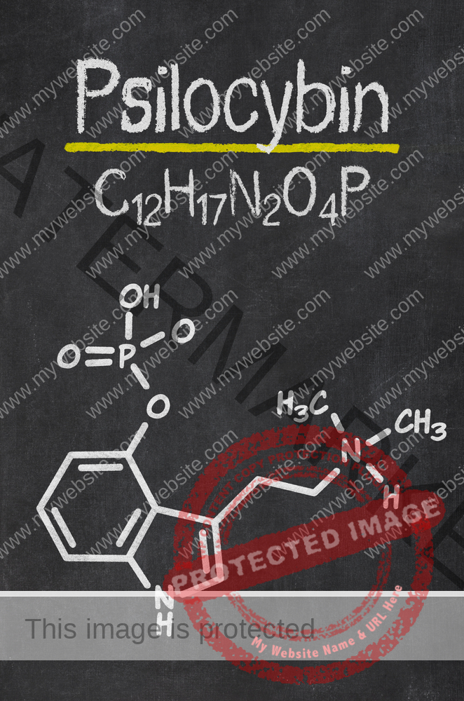 Psilocybin DNA Formula on black background