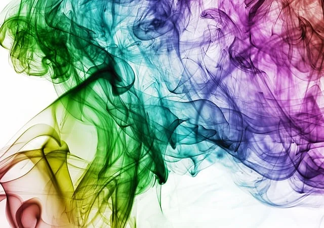 Colorful smoke on white background