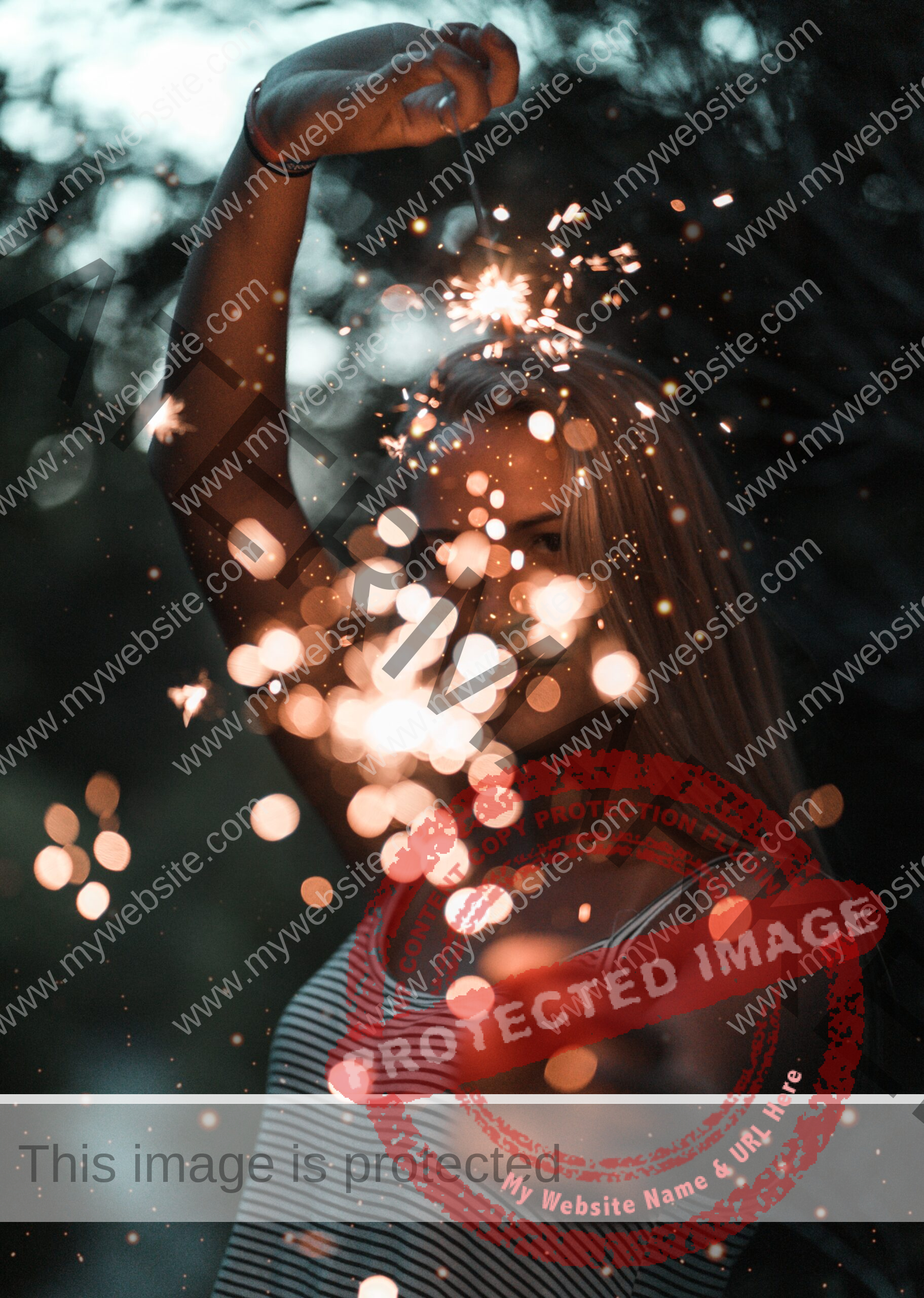 woman with hand in the air scattering glitter at the camera