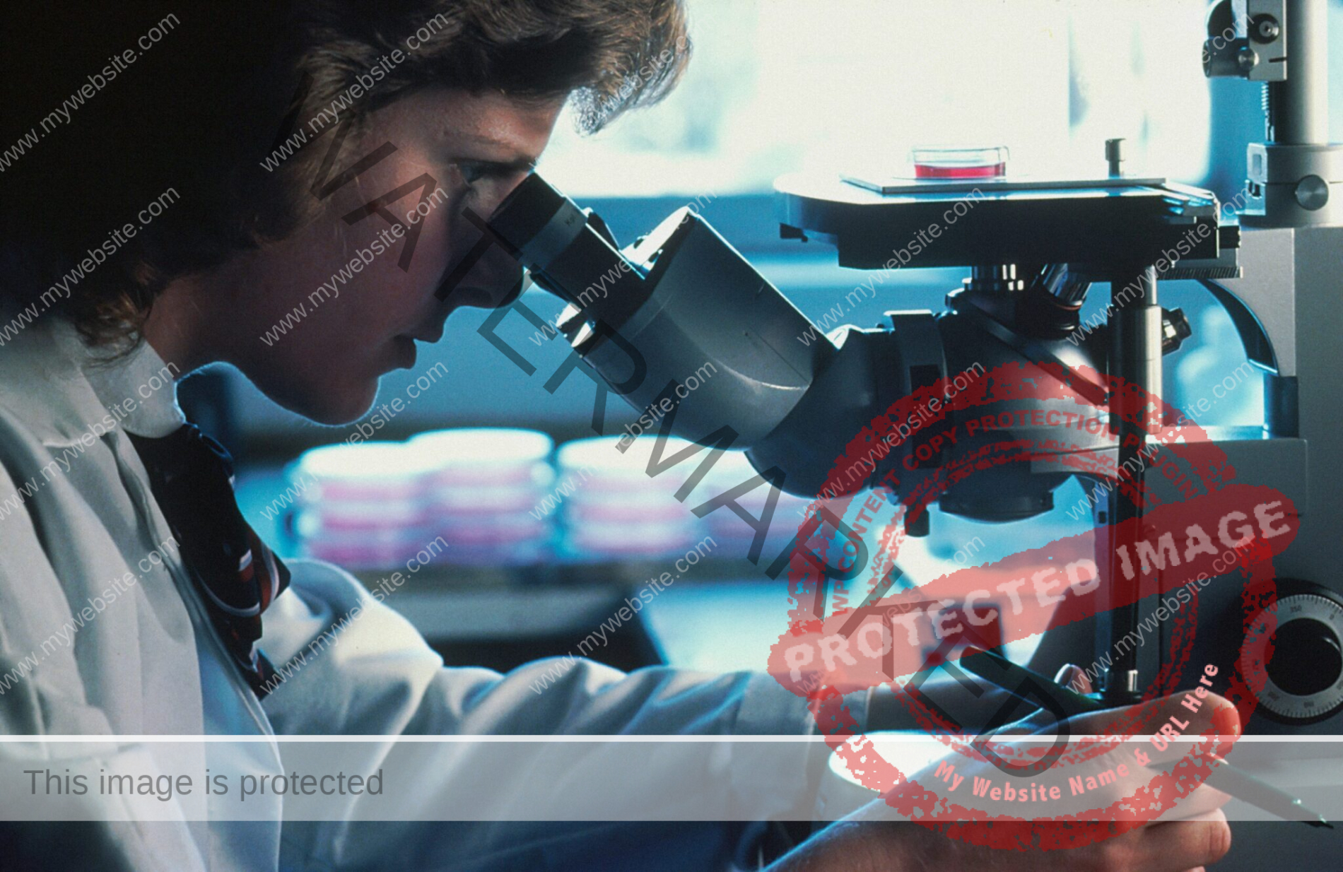 Wissenschaftler während der Nutzung eines Mikroskops