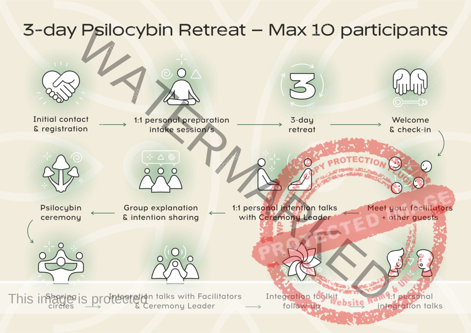 Infographic about a 3-day Psilocybin Retreat