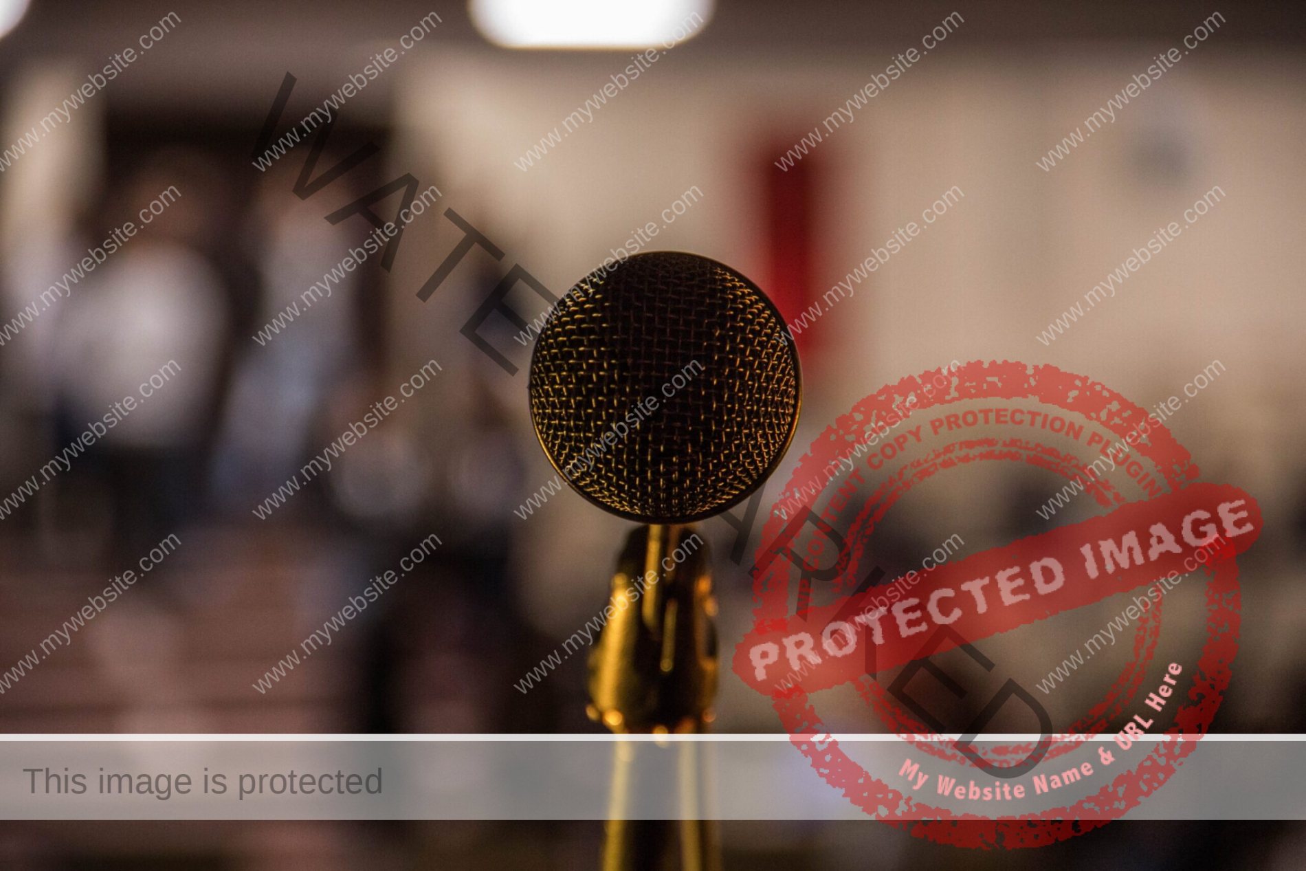 image of a microphone in front of a room