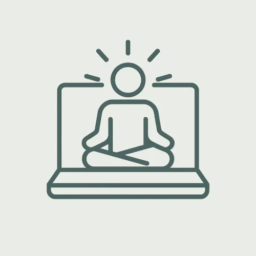 Online Meditation with laptop icon