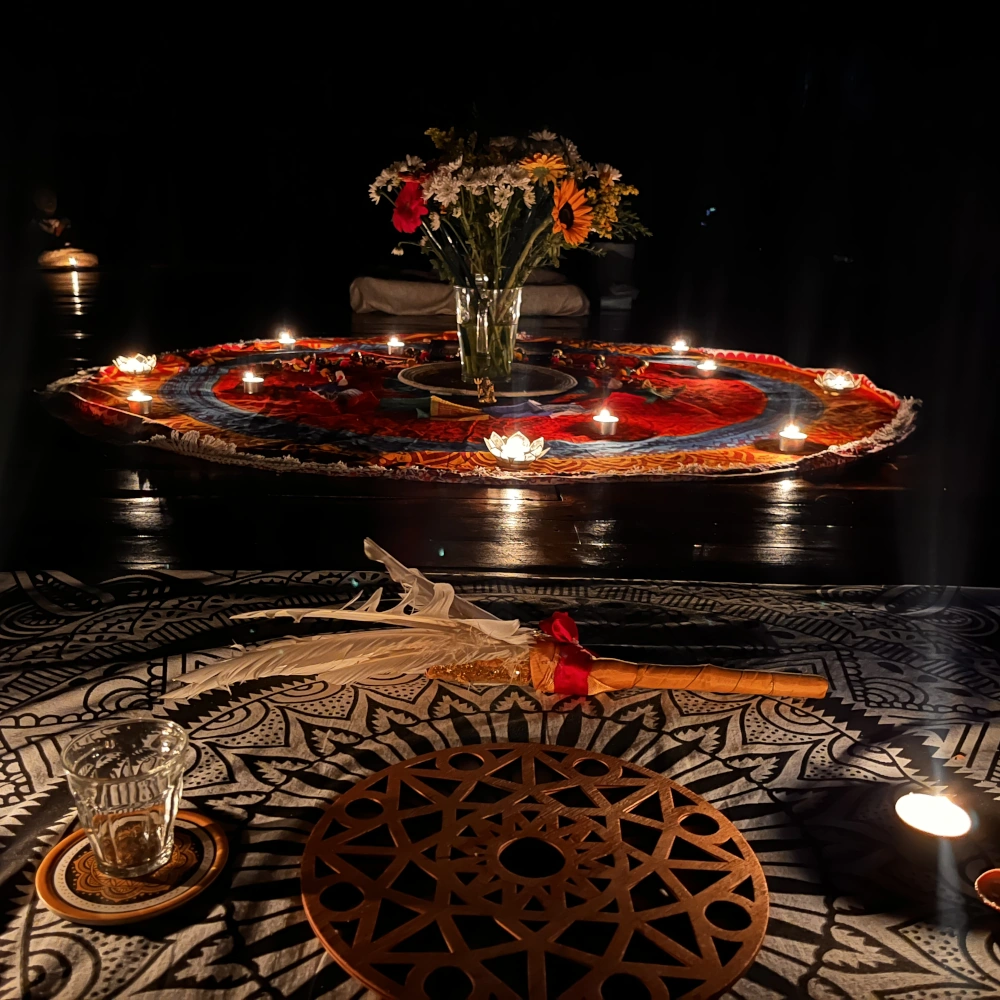 Ayahuasca Retreat Costa Rica setting at night with candles